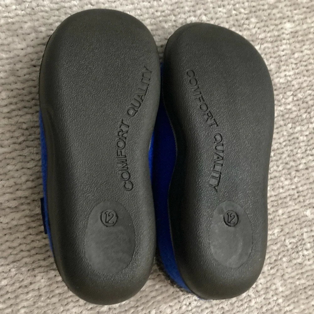 Kamik Kids Wool Slippers Size 12 Blue Gray Cabin Cozy Rubber Sole